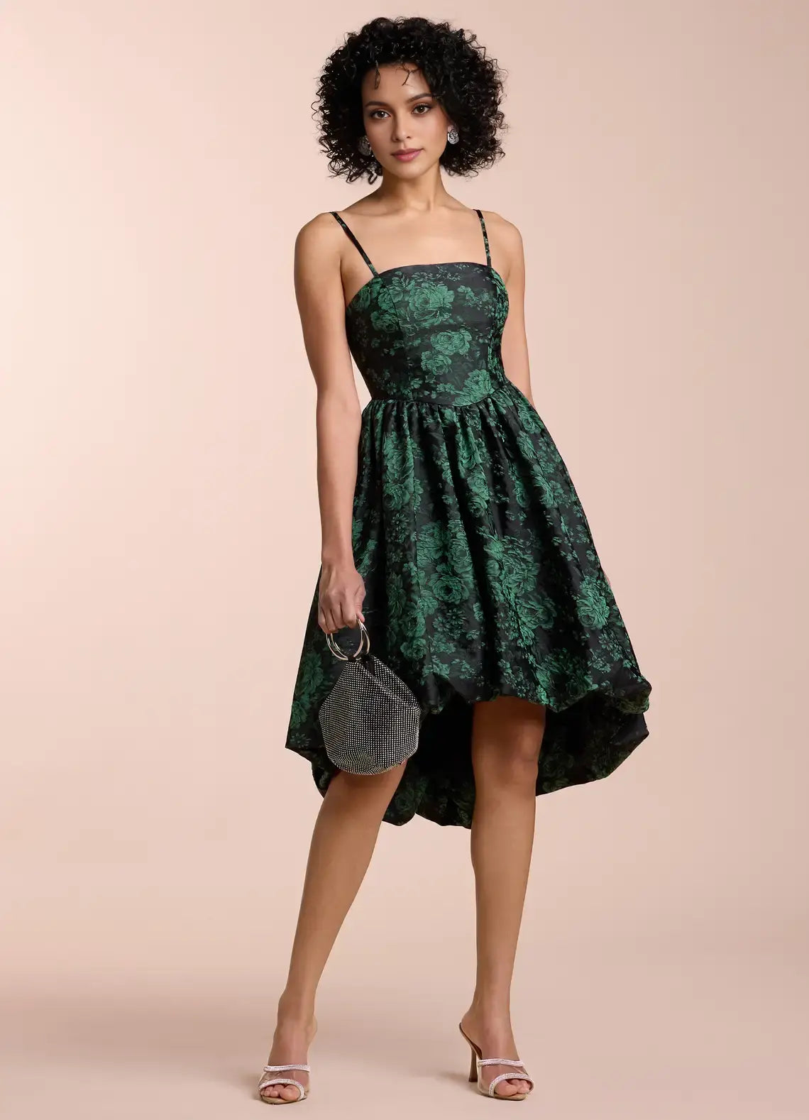 AABEI DRESS Formal Wear Dresses Short Prom Dress A-Line Straight Neckline Jacquard Spaghetti Strap Playful Asymmetrical Bubble Hem Skirt Hot Sale Homecoming Dress