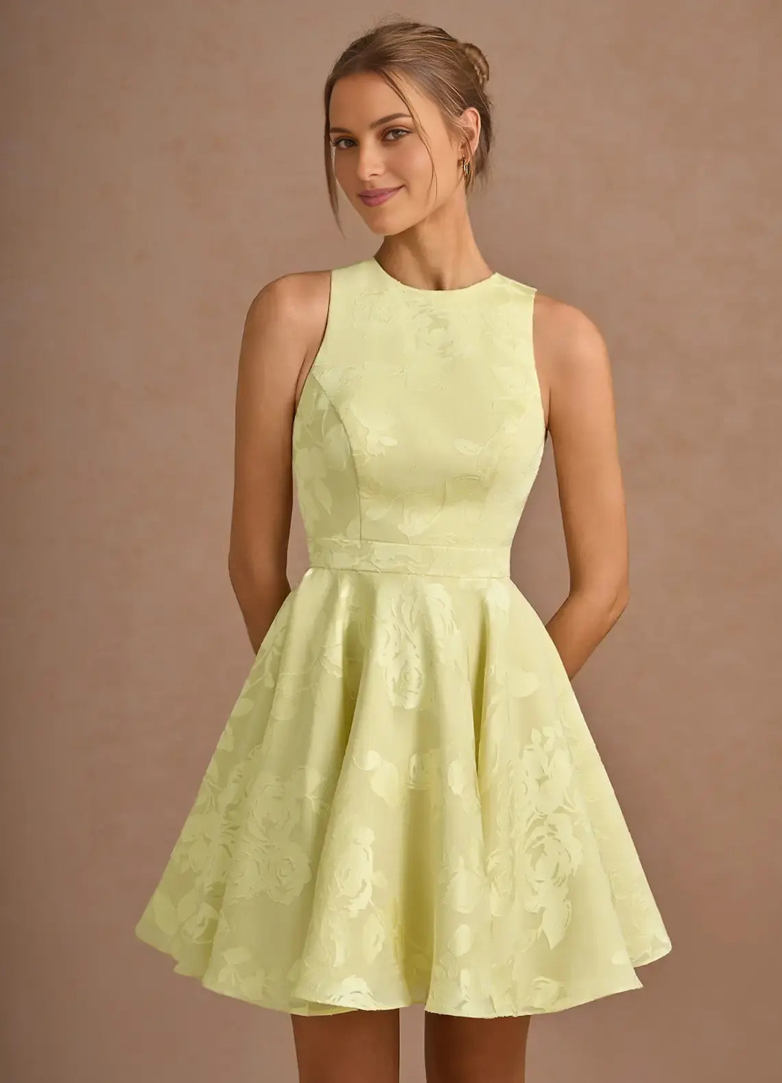 AABEI DRESS Formal Wear Dresses Short Prom Dress A Line Round Neck Sleeveless Exquisite Printing Lace up Backless Hot Sale Homecoming Dress