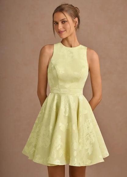 AABEI DRESS Formal Wear Dresses Short Prom Dress A Line Round Neck Sleeveless Exquisite Printing Lace up Backless Hot Sale Homecoming Dress