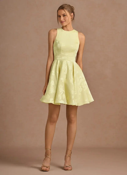 AABEI DRESS Formal Wear Dresses Short Prom Dress A Line Round Neck Sleeveless Exquisite Printing Lace up Backless Hot Sale Homecoming Dress