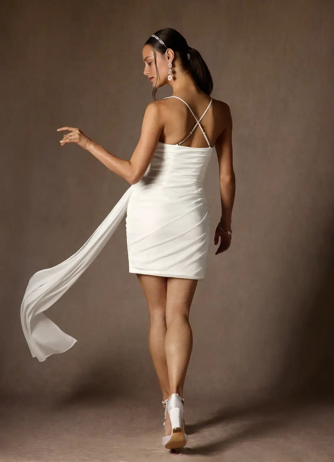 AABEI DRESS Formal Wear Dresses Short Prom Dress Sheath Cowl Neckline Spaghetti Strap Pleated Flutter Belt Fashion Hot Sale Homecoming Dress