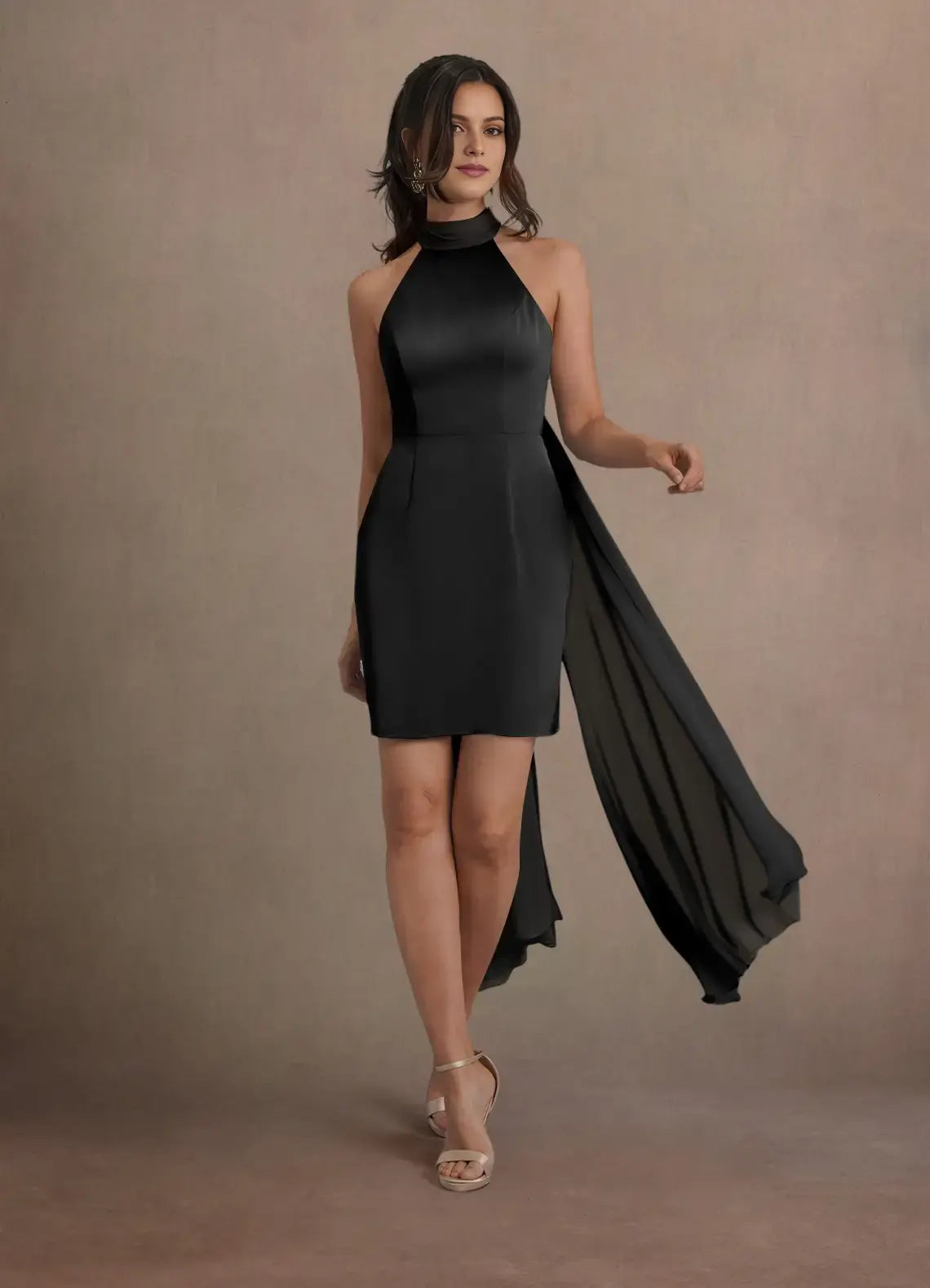 AABEI DRESS Formal Wear Dresses Short Prom Dress Sheath Halter Sleeveless Backless Flutter Belt Fashion Hot Sale Homecoming Dress