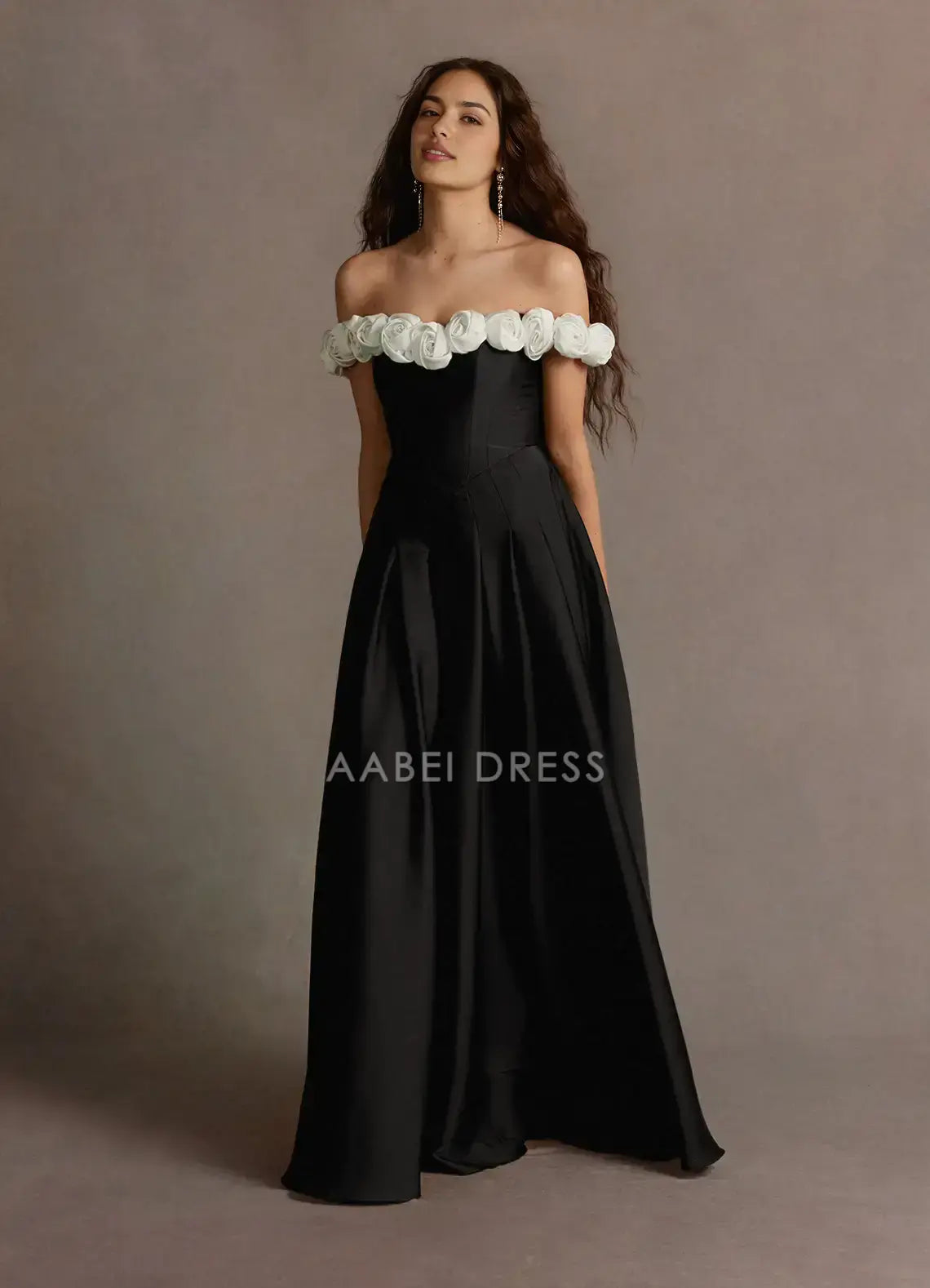 AABEI DRESS Formal Wear Dresses Unique A Line Off Shoulder 3D Roses Ruched Exquisite Party Dress Hot Sale Prom Dress