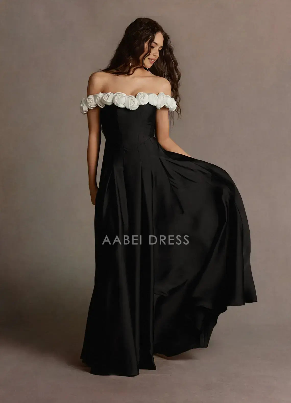 AABEI DRESS Formal Wear Dresses Unique A Line Off Shoulder 3D Roses Ruched Exquisite Party Dress Hot Sale Prom Dress
