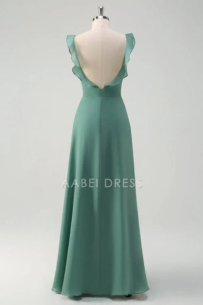 AABEI DRESS Formal Women's Dresses A-Line Flounce Shoulder Strap Backless With Slit Elegant Prom Dress