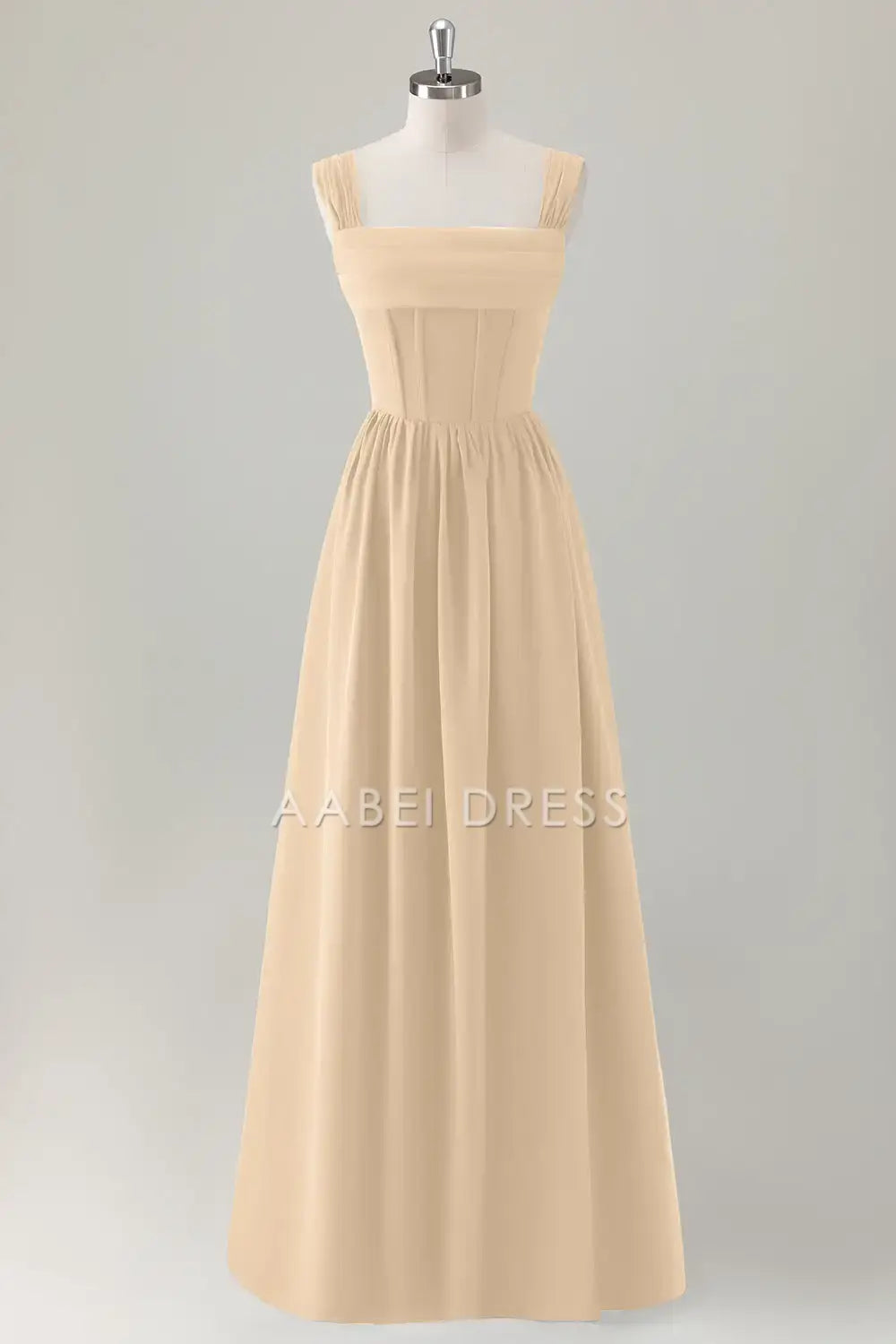 AABEI DRESS Formal Women's Dresses A-Line Square Neck Pleated Corset Lace Up Back Elegant Long Prom Dress