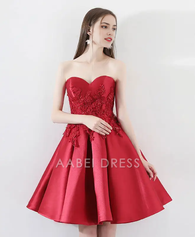 AABEI DRESS Formal Women's Dresses A Line Strapless Sweetheart Lace Applique Elegant Short Prom Dress