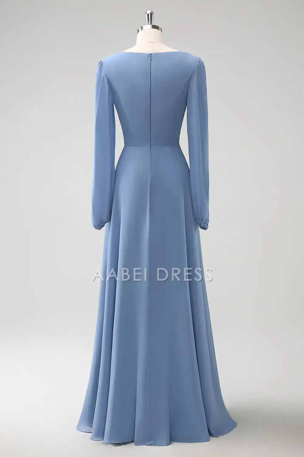AABEI DRESS Formal Women's Dresses A Line V-Nack Pleated Long Sleeves Side Fork Elegant Long Prom Dress