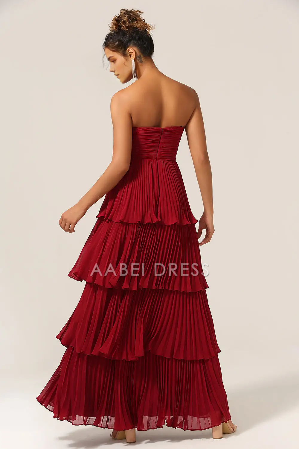 AABEI DRESS Formal Women's Dresses Charming A Line Strapless Layering Ruffles Exquisite Long Prom Dress