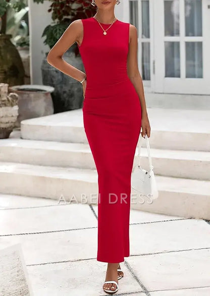 AABEI DRESS Formal Women's Dresses Evening Bodycon Fitted Sleeveless Long Cocktail Dress with Slit Charming Prom Dress