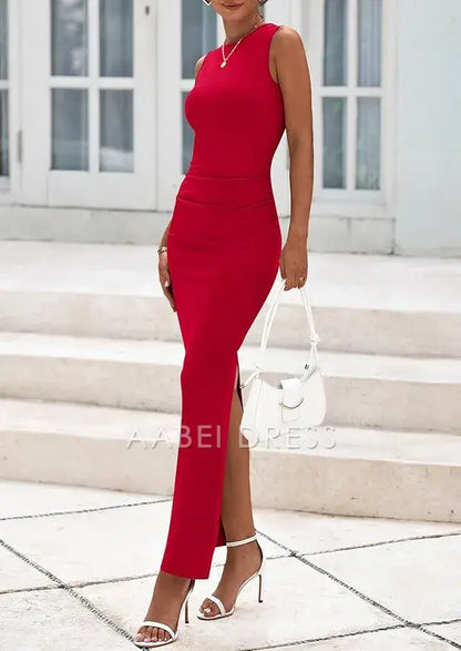 AABEI DRESS Formal Women's Dresses Evening Bodycon Fitted Sleeveless Long Cocktail Dress with Slit Charming Prom Dress