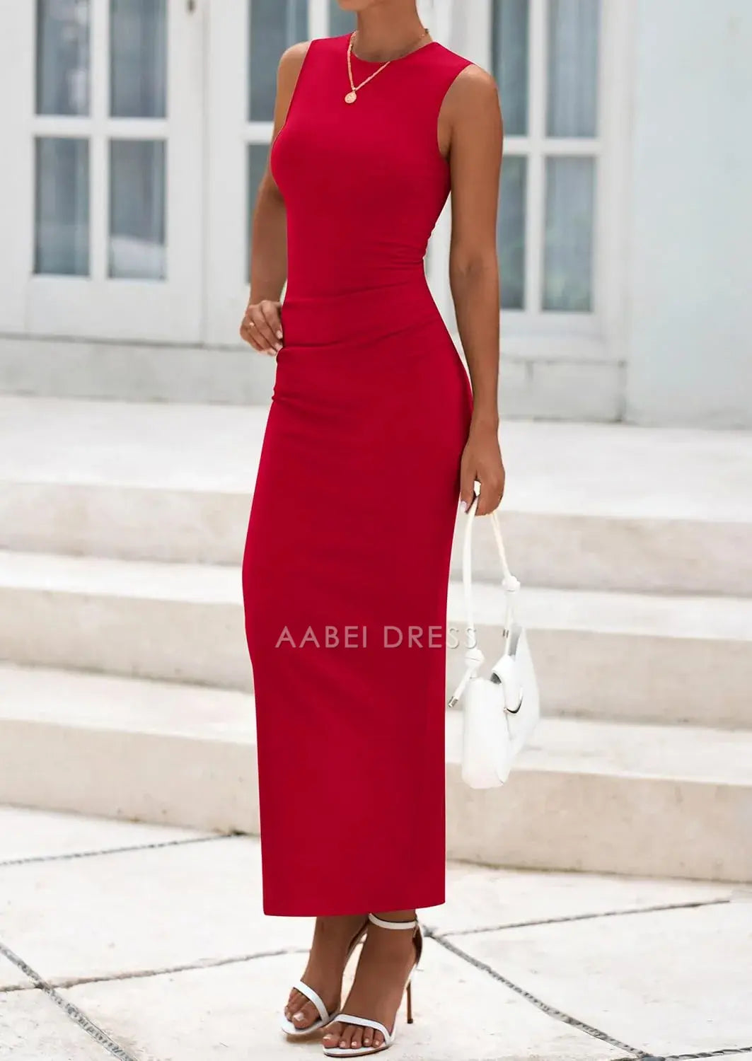AABEI DRESS Formal Women's Dresses Evening Bodycon Fitted Sleeveless Long Cocktail Dress with Slit Charming Prom Dress