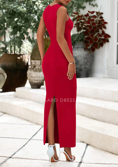 AABEI DRESS Formal Women's Dresses Evening Bodycon Fitted Sleeveless Long Cocktail Dress with Slit Charming Prom Dress
