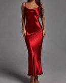 AABEI DRESS Formal Women's Dresses Evening Mermaid Spaghetti Strap Backless Sexy Red Prom Dress