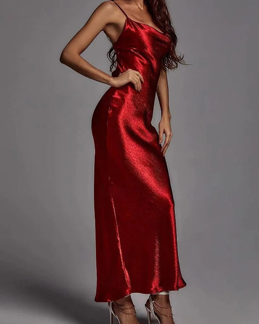 AABEI DRESS Formal Women's Dresses Evening Mermaid Spaghetti Strap Backless Sexy Red Prom Dress