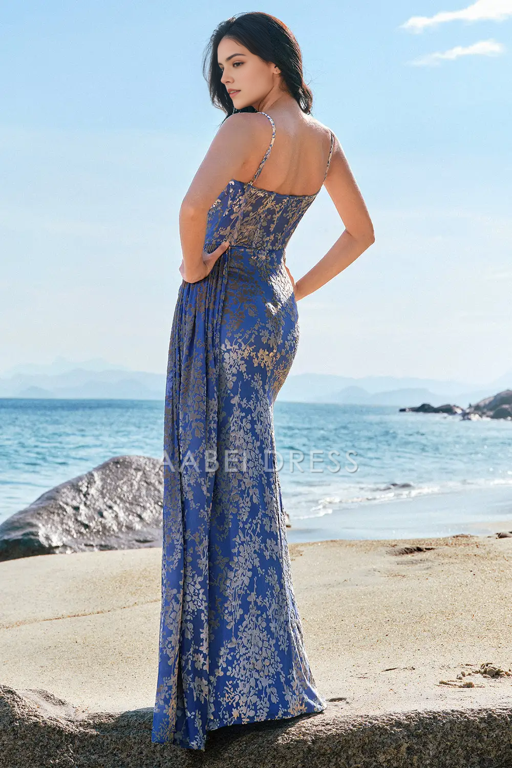 AABEI DRESS Formal Women's Dresses Mermaid Corset Spaghetti Straps Retro Printing Slit Charming Prom Dress