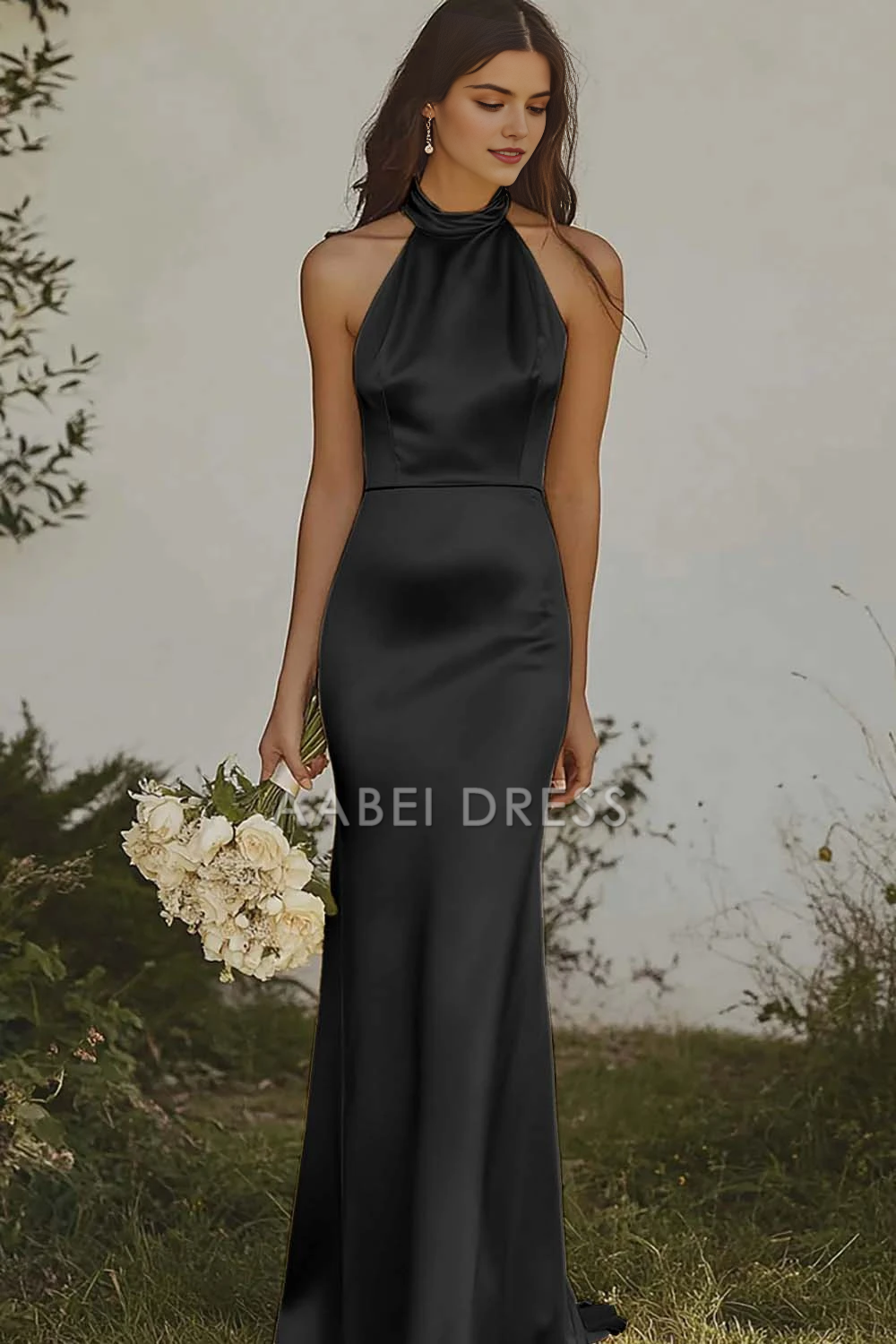 AABEI DRESS Formal Women's Dresses Mermaid Halter Sleeveless Backless Elegant Long Prom Dress