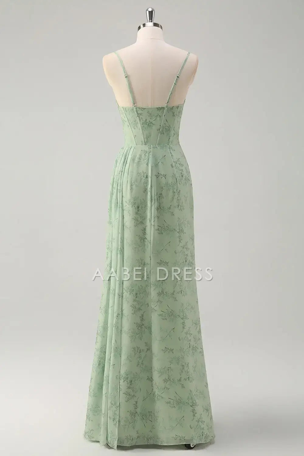 AABEI DRESS Formal Women's Dresses Sheath Corset Spaghetti Strap Pleated Floral Print With Slit Elegant Long Prom Dress