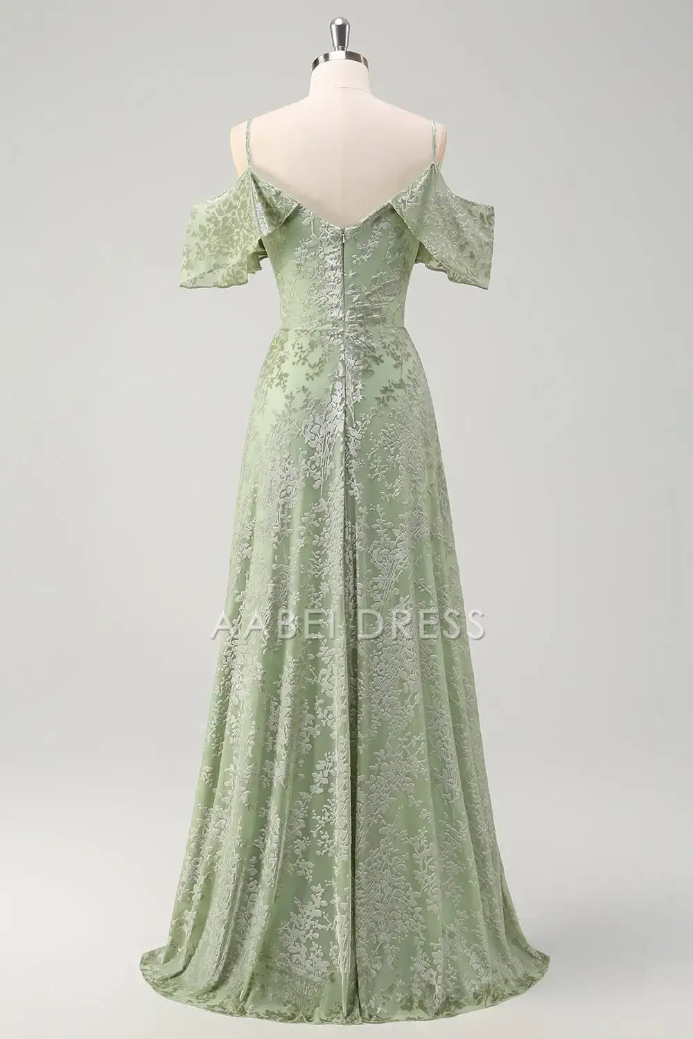 AABEI DRESS Formal Women's Dresses Sheath V Neck Spaghetti Strap Ruched Cold Shoulder Floral Side Fork Retro Long Prom Dress