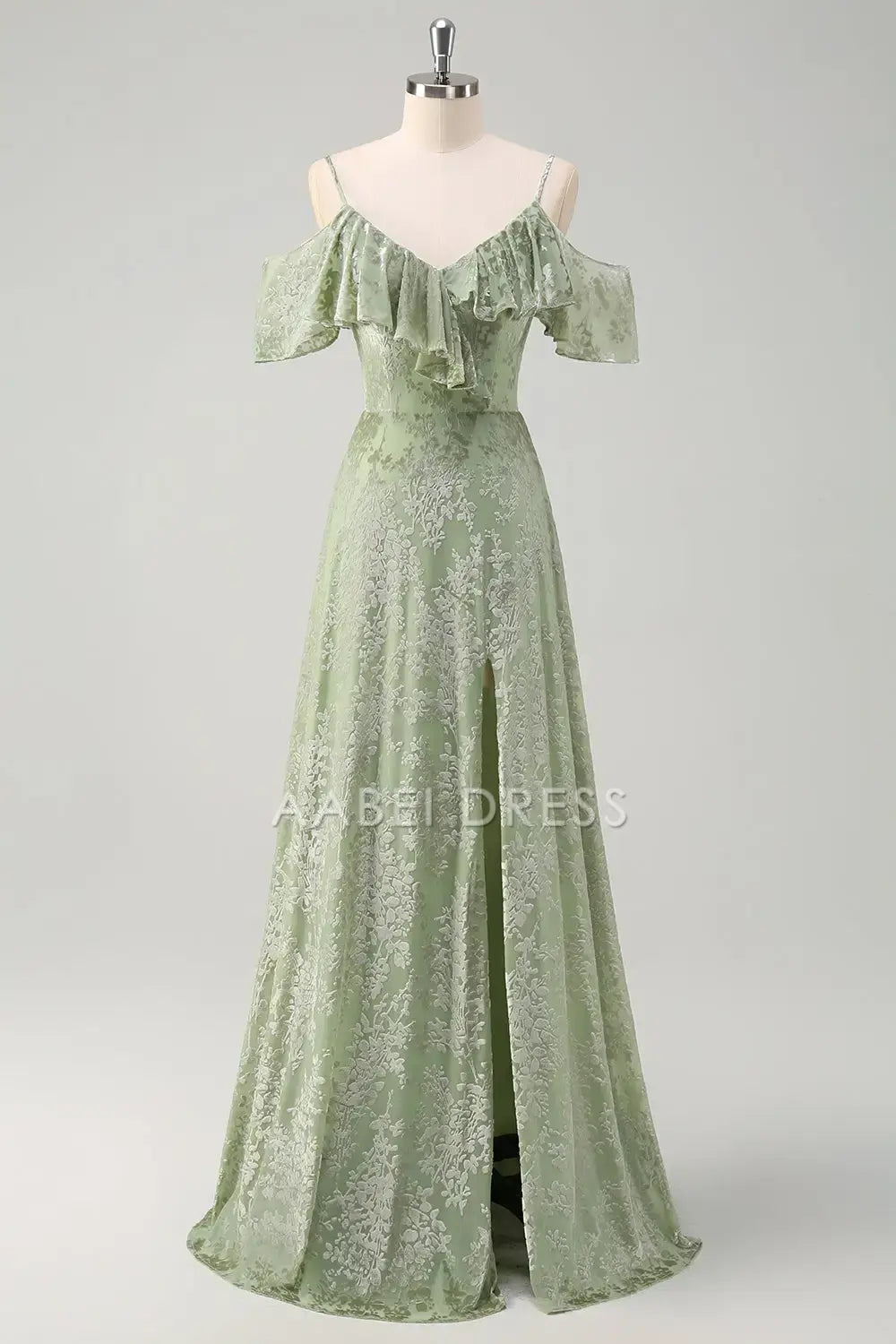 AABEI DRESS Formal Women's Dresses Sheath V Neck Spaghetti Strap Ruched Cold Shoulder Floral Side Fork Retro Long Prom Dress