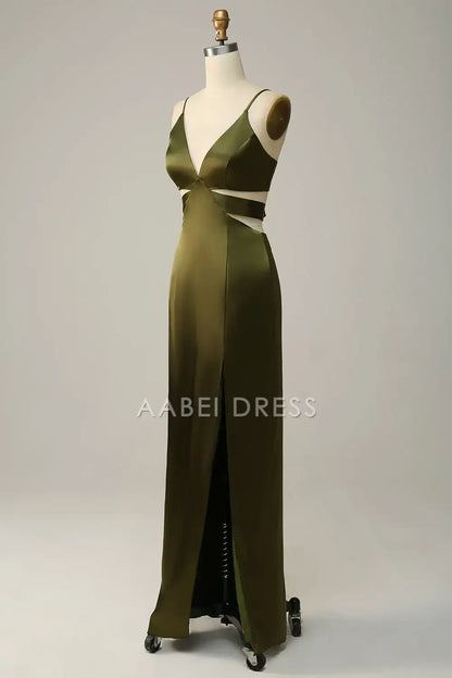 AABEI DRESS Formal Women's Dresses Sheath V Neck Spaghetti Straps Backless Hollow Out Charming Prom Dress