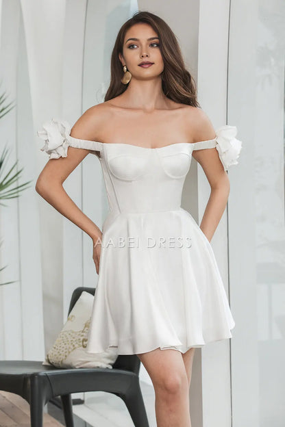 AABEI DRESS New Homecoming Dress Unique A-Line Flower shoulder strap Corset Ruffles Fashion Short Graduation Dress