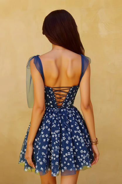 AABEI DRESS Short Prom Dress Exquisite Printing A-Line Sweetheart Neckline Spaghetti Strap Sleeveless Backless Hot Sale Homecoming Dress