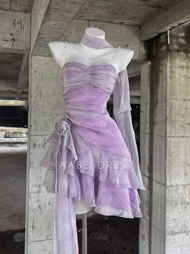 AABEI DRESS Short Prom Dress Exquisite Sheath Bead String Spaghetti Straps Pleated Sweetheart Neckline Fashion Cocktail Dresses Birthday Outfits Hot Sale Homecoming Dress