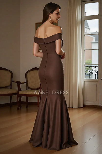 AABEI DRESS Wedding Guests Dresses Mermaid Off The Shoulder Sweetheart Neckline Sleeveless Ruched Elegant Long Mother of the Bride Dress