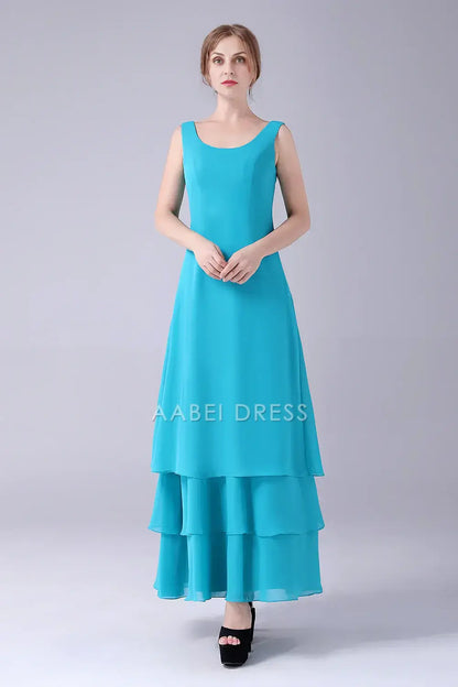 AABEI DRESS Wedding Guests Dresses Mom's Formal Dress A-Line Scoop Neck With Long Sleeves Jacket Two-Piece Set Chiffon Layering Ruched Elegant Long Mother of the Bride Dress