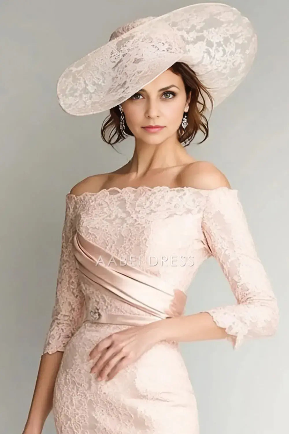 AABEI DRESS Wedding Guests Dresses Mom's Formal Dress Bodycon Off The Shoulder 3/4 Sleeves Lace Elegant Mother of the Bride Dress