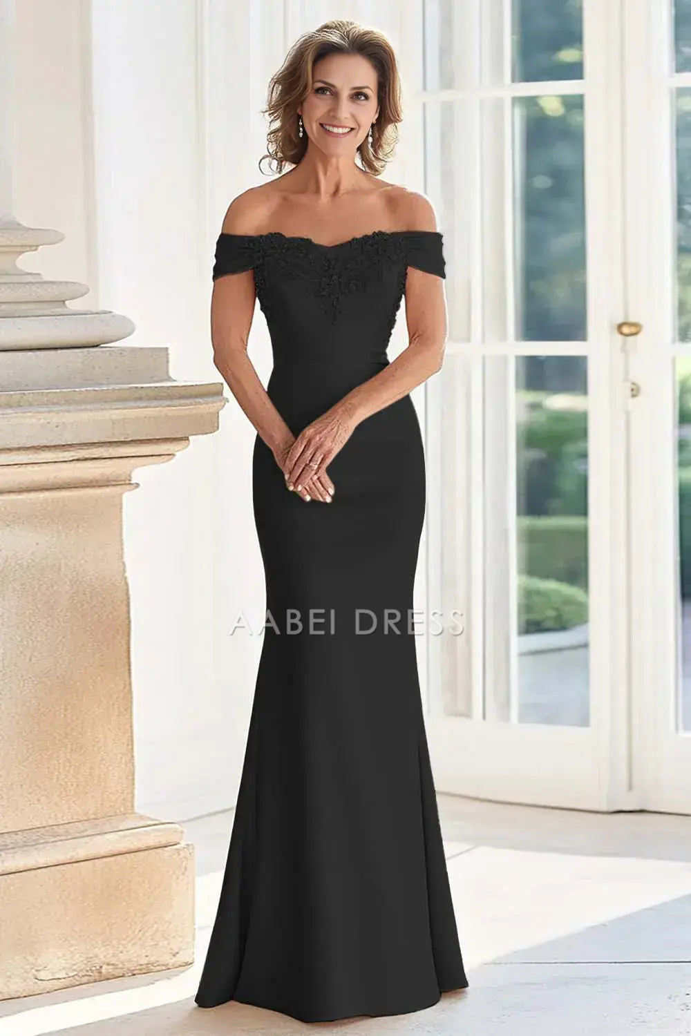 AABEI DRESS Wedding Guests Dresses Mom's Formal Dress Mermaid Off the Shoulder Sweetheart Neckline with Appliques Elegant Long Mother of the Bride Dress
