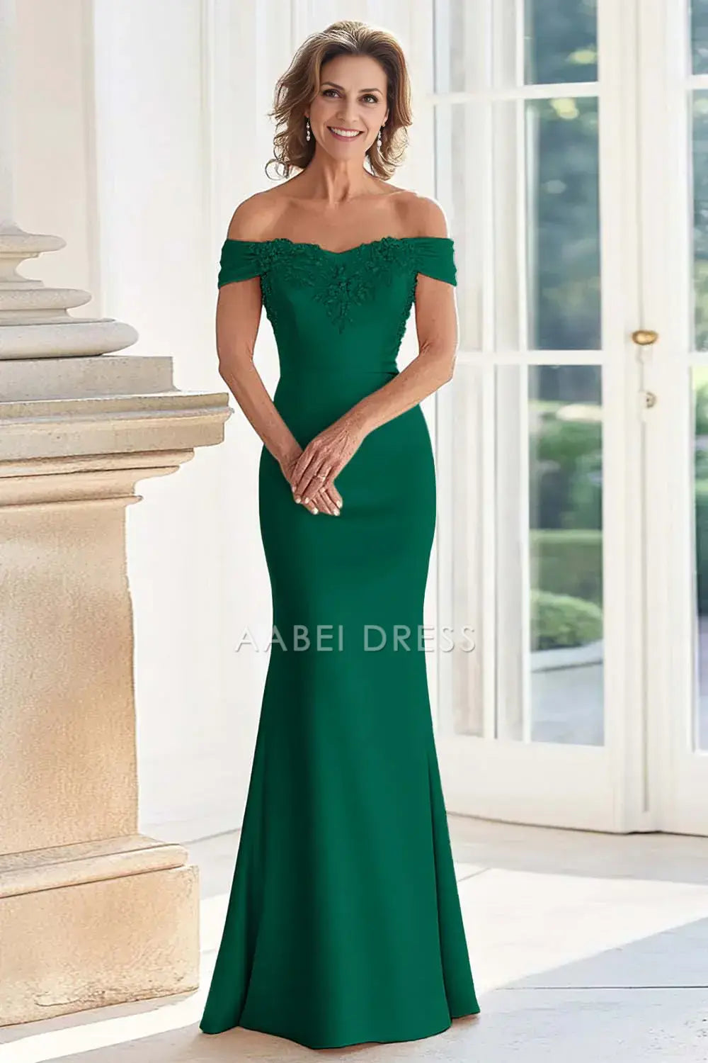 AABEI DRESS Wedding Guests Dresses Mom's Formal Dress Mermaid Off the Shoulder Sweetheart Neckline with Appliques Elegant Long Mother of the Bride Dress