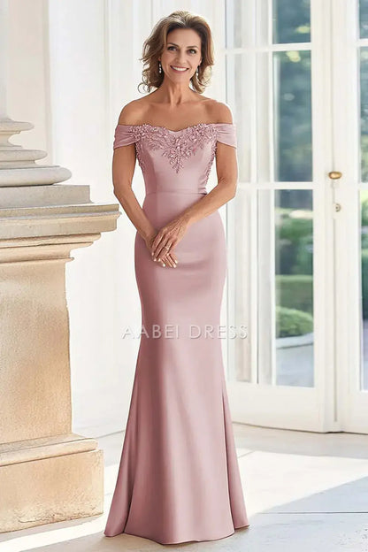 AABEI DRESS Wedding Guests Dresses Mom's Formal Dress Mermaid Off the Shoulder Sweetheart Neckline with Appliques Elegant Long Mother of the Bride Dress