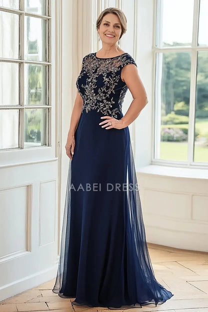 AABEI DRESS Wedding Guests Dresses Mom's Formal Dress Sheath Boat Neck Sleeveless Lace Appliqued Exquisite Long Mother of the Bride Dress