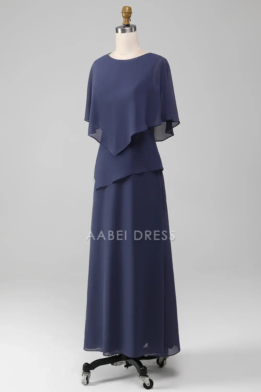 AABEI DRESS Wedding Guests Dresses Mom's Formal Dress Sheath/Column Boat Collar Chiffon With Cape Elegant Simple Mother of the Bride Dress