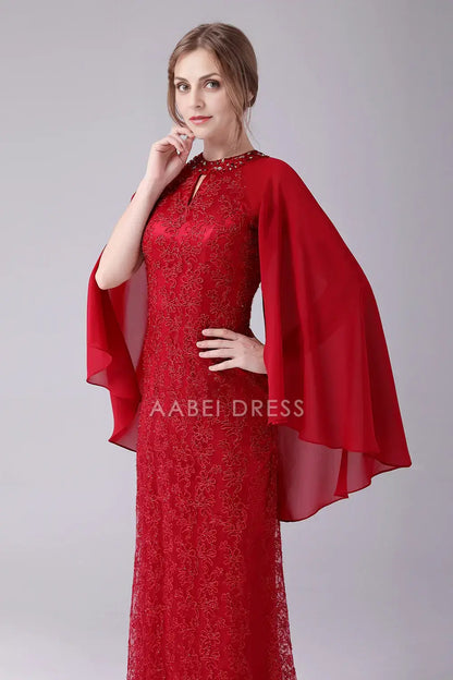AABEI DRESS Wedding Guests Dresses Mom's Formal Dress Sparkle A-Line Round Neck Flutter Sleeves Lace Beadwork Gorgeous Long Mother of the Bride Dress