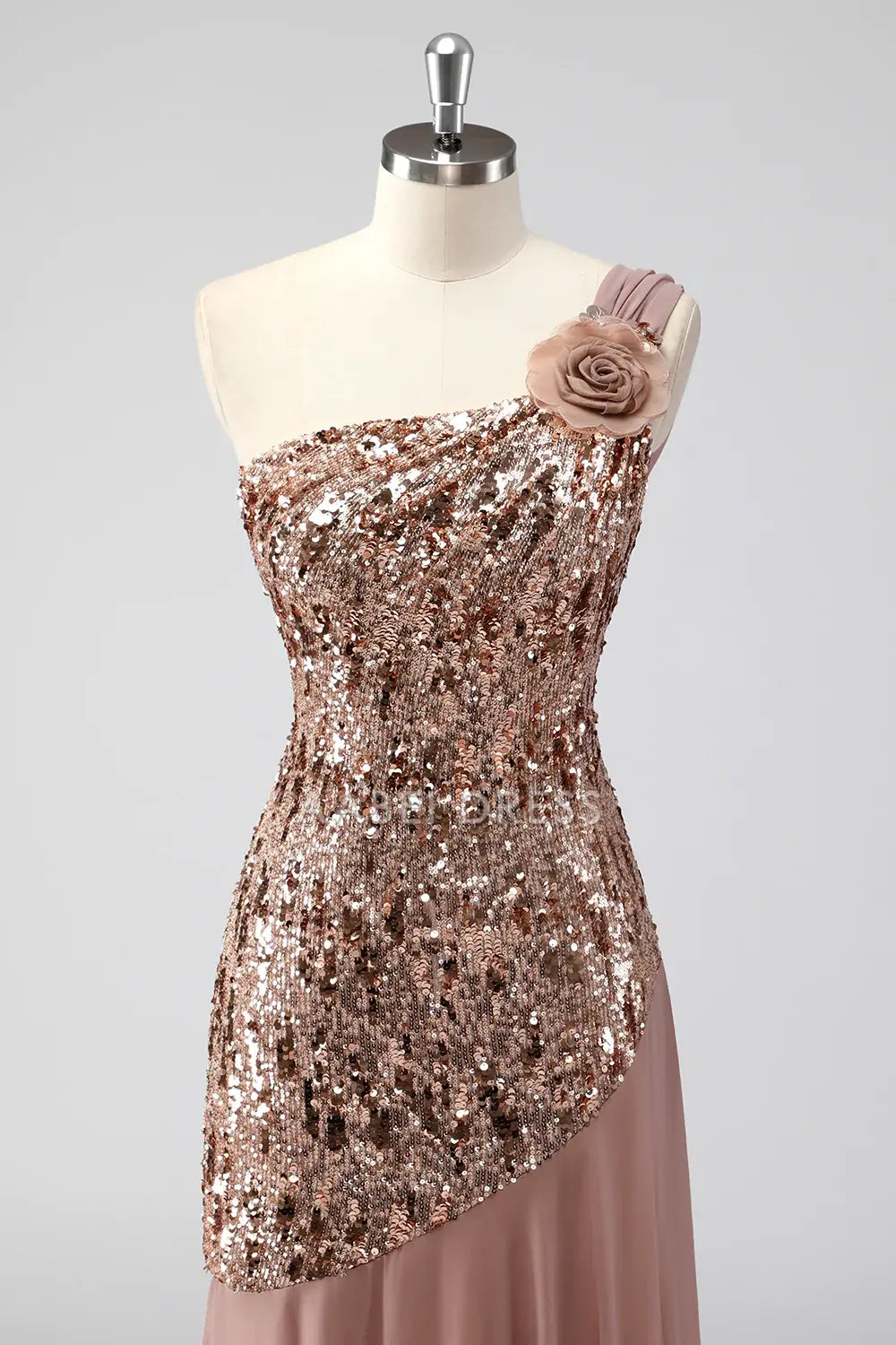 AABEI DRESS Wedding Guests Dresses Mom's Formal Dress Sparkly Sheath One Shoulder Flower Sequin Chiffon Splicing Ruched Chic Mother of the Bride Dress