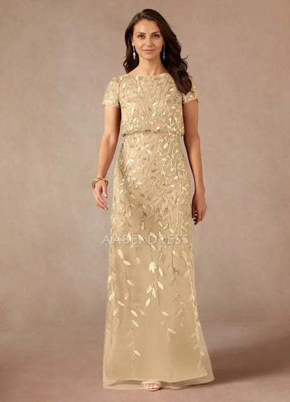 AABEI DRESS Wedding Guests Dresses Sequins A-Line Boat Neck Short Sleeves Sparkle Elegant Mother of the Bride Dress