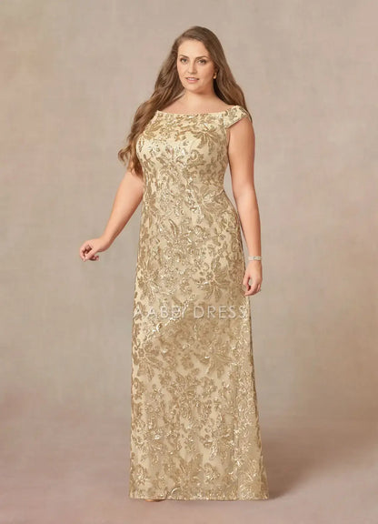 AABEI DRESS Wedding Guests Dresses Sheath/Column Off the Shoulder Sequin Floral Retro Fashion Plus Size Dress Mother of the Bride Dress