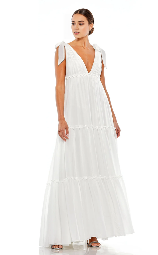 AABEI DRESS Bodacious V-neckline Ruched Backless Floor-length Dress Elegant Wedding Dress