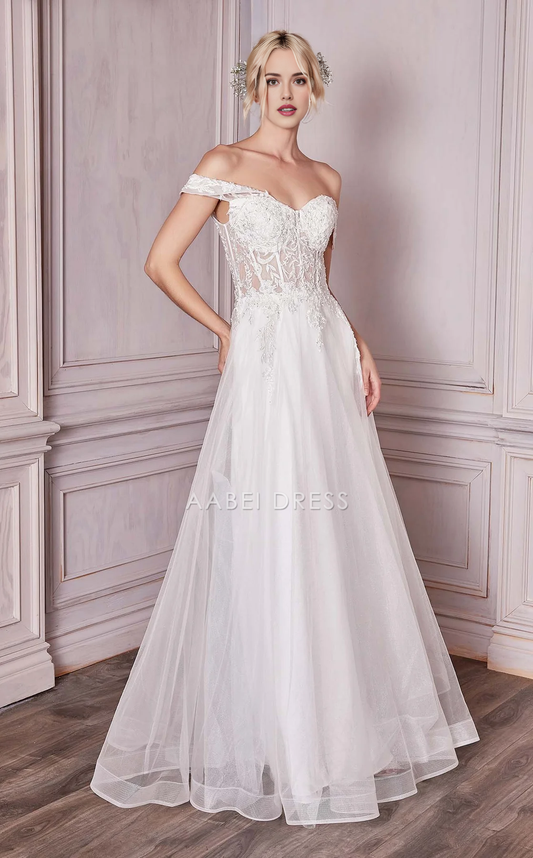 AABEI DRESS Elegant A-line Sweetheart Neckline Off-Shoulder Backless Lace Applique Fashion Wedding Dress