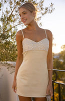 AABEI DRESS For Women Mini Dress Sheath V Neck Spaghetti Strap Sequin Bead String Bodice Backless Chic Dress Affordable Hot Sale Homecoming Dress