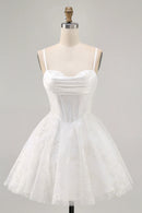 AABEI DRESS For Women Short Prom Dress A Line Spaghetti Strap Sweetheart Neckline Backless Pleated Sequin Lace Sparkle Dress Affordable Hot Sale Homecoming Dress
