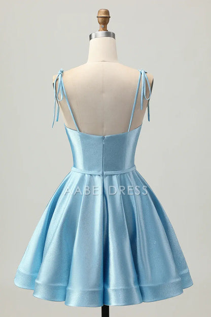 AABEI DRESS For Women Short Prom Dress A Line Spaghetti Straps Sweetheart Neckline Ruched Sparkle Dress Affordable Hot Sale Homecoming Dress