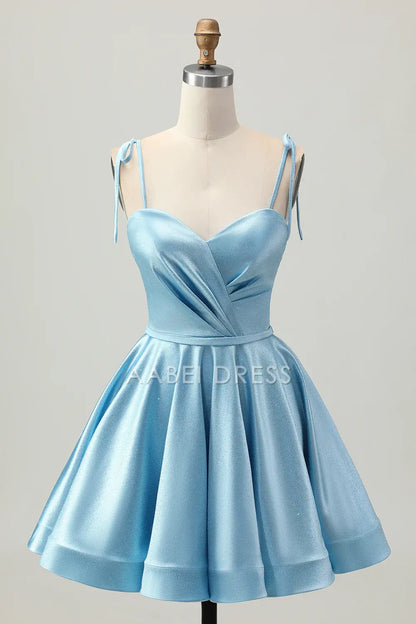 AABEI DRESS For Women Short Prom Dress A Line Spaghetti Straps Sweetheart Neckline Ruched Sparkle Dress Affordable Hot Sale Homecoming Dress