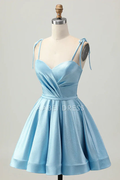 AABEI DRESS For Women Short Prom Dress A Line Spaghetti Straps Sweetheart Neckline Ruched Sparkle Dress Affordable Hot Sale Homecoming Dress
