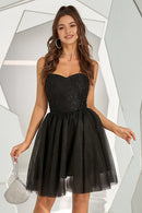 AABEI DRESS For Women Short Prom Dress Black A Line Strapless Sweetheart Backless Beadwork Elegant Dress Affordable Hot Sale Homecoming Dress