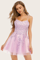 AABEI DRESS For Women Short Prom Dress Exquisite A-Line Double Spaghetti Straps Lace Applique Backless Cute Dress Affordable Hot Sale Homecoming Dress