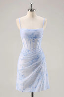 AABEI DRESS For Women Short Prom Dress Printing Sheath Spaghetti Strap Pleated Corset Chic Dress Affordable Hot Sale Homecoming Dress